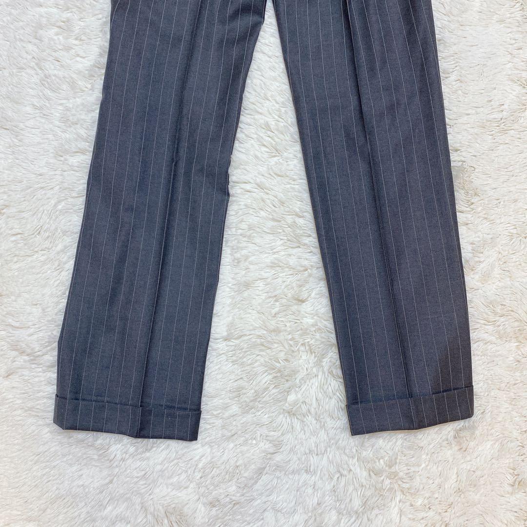 高級生地✨ロロピアーナ　オーダースーツ　セットアップ　ストライプ　L相当　グレー