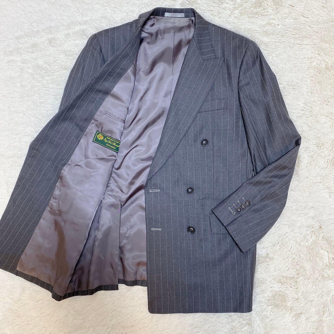 高級生地✨ロロピアーナ　オーダースーツ　セットアップ　ストライプ　L相当　グレー