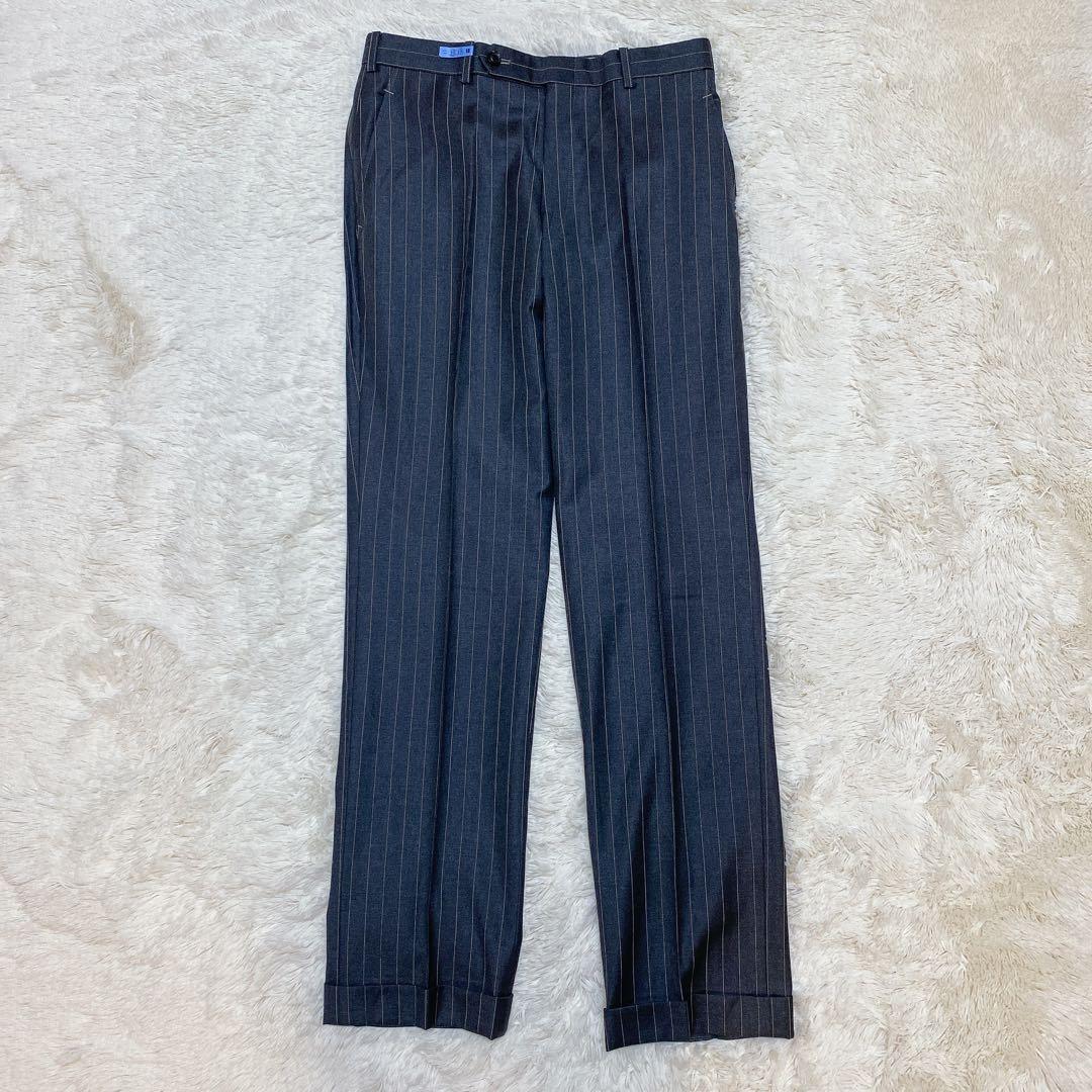 高級生地✨ロロピアーナ　オーダースーツ　セットアップ　ストライプ　L相当　グレー