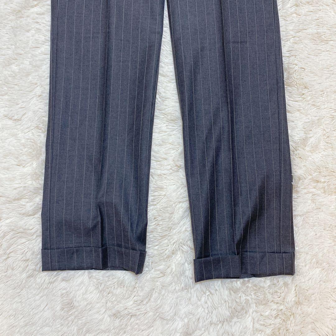 高級生地✨ロロピアーナ　オーダースーツ　セットアップ　ストライプ　L相当　グレー