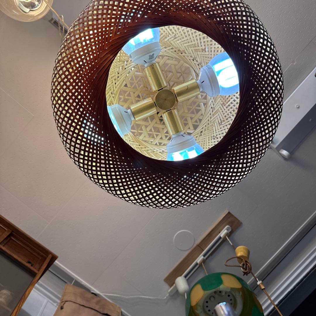 j*n様 昭和レトロ　ビンテージ　竹籠照明　4灯式