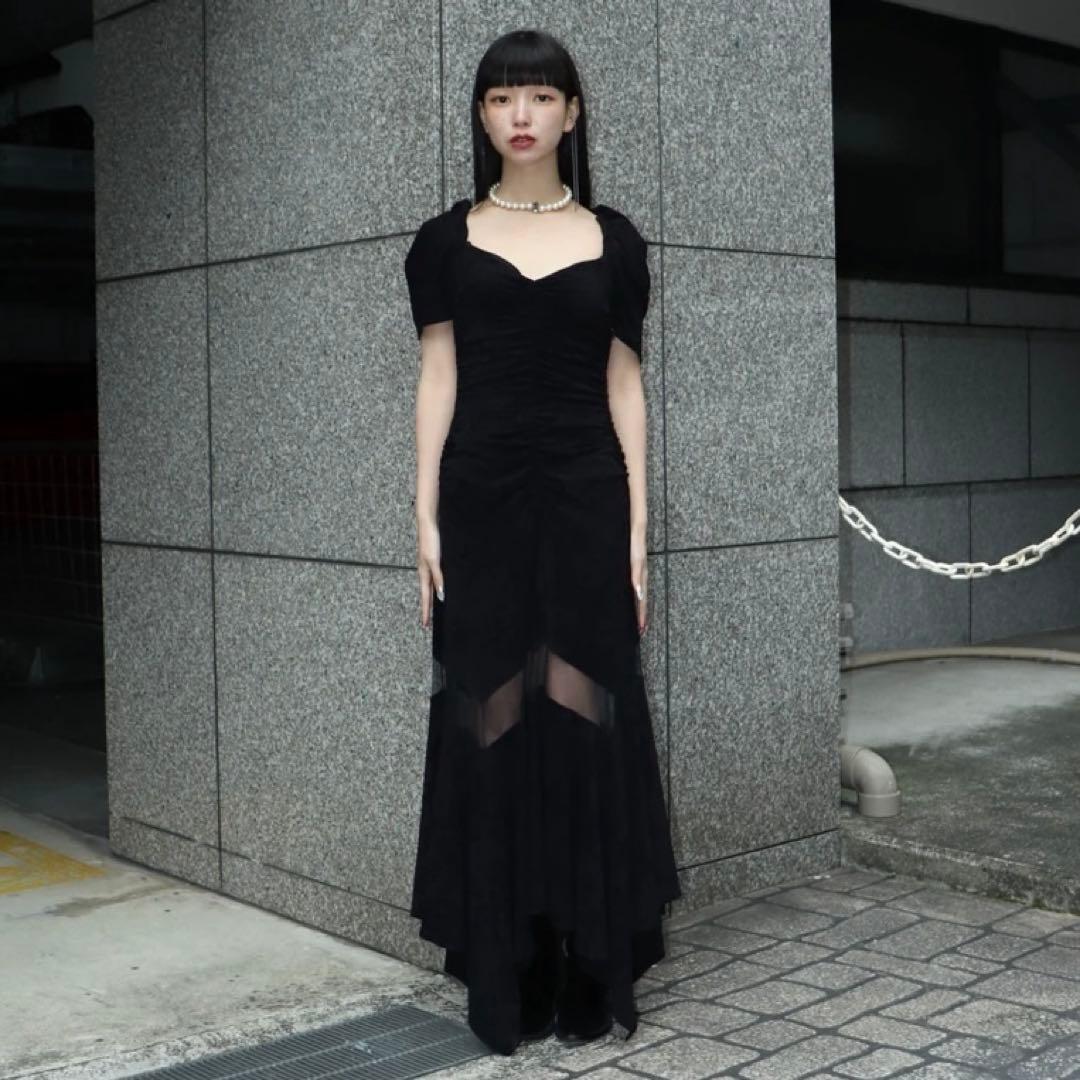 FETICO RUFFLED-HEM VELOUR DRESS 最終値下げ