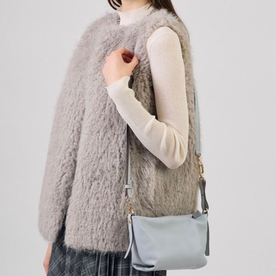 23AW アナイ ANAYI フェイクファー ジレ 38 ベスト グレー系