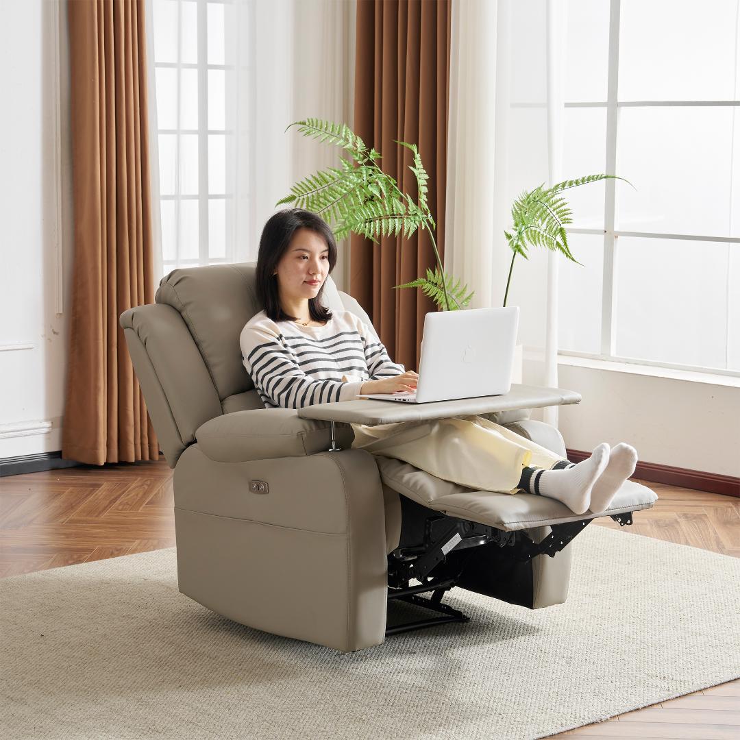 リクライニングチェア テーブル付き リクライニングソファ【アッシュグレー】