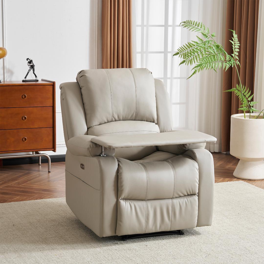 リクライニングチェア テーブル付き リクライニングソファ【アッシュグレー】