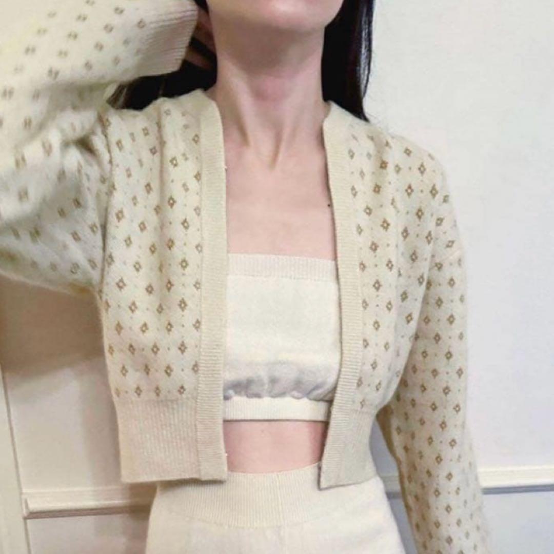 petite LULU ラメジャガードカーディガン