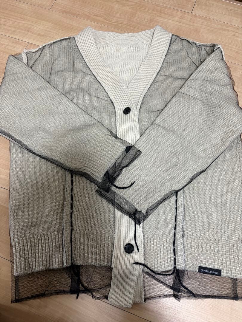 prank project チュールレイヤードニットカーデ