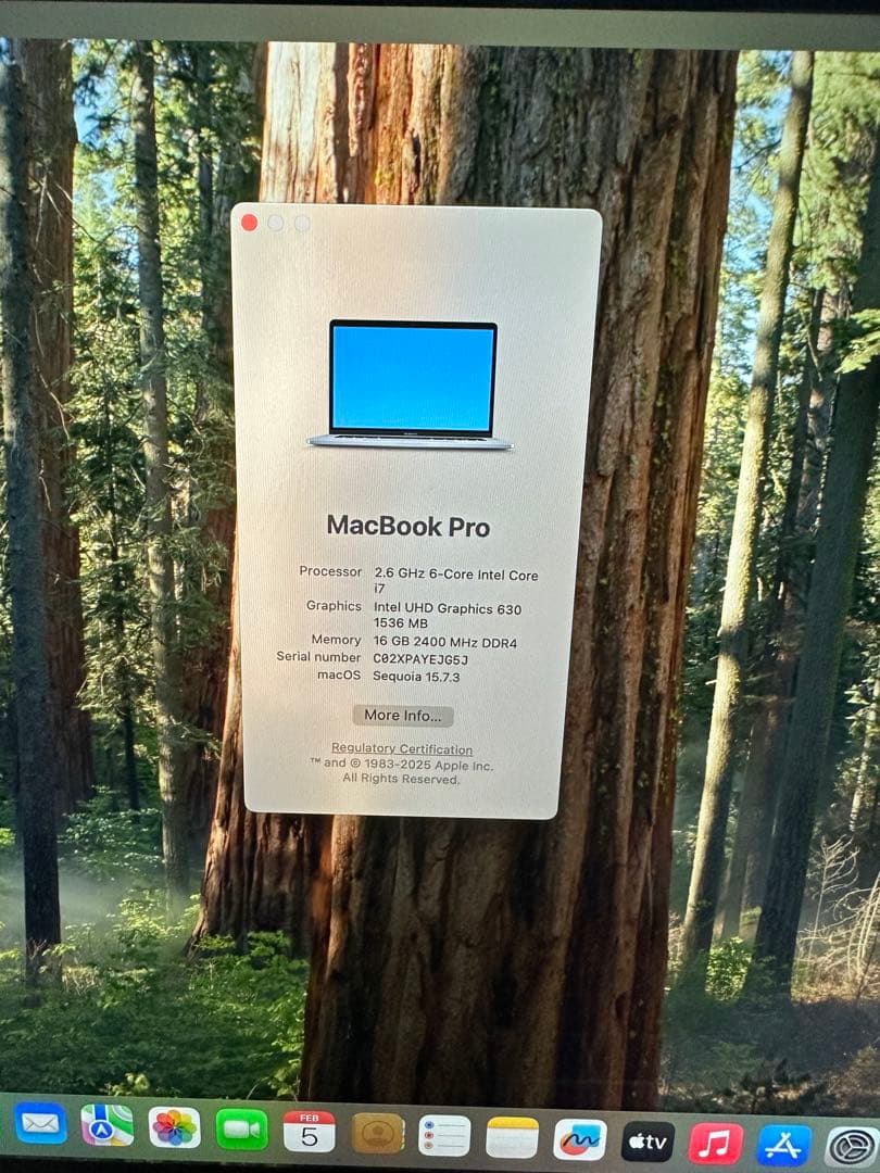 MacBook Pro 15インチ 2018 i7 16GB 512GB 美品