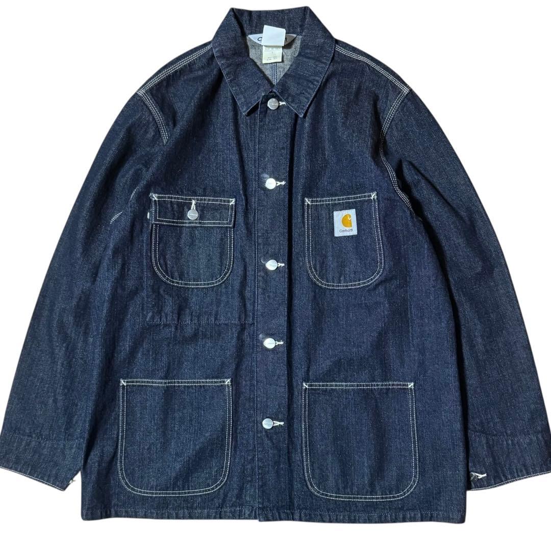 美品 濃紺 Carhartt デニムカバーオール Lサイズ