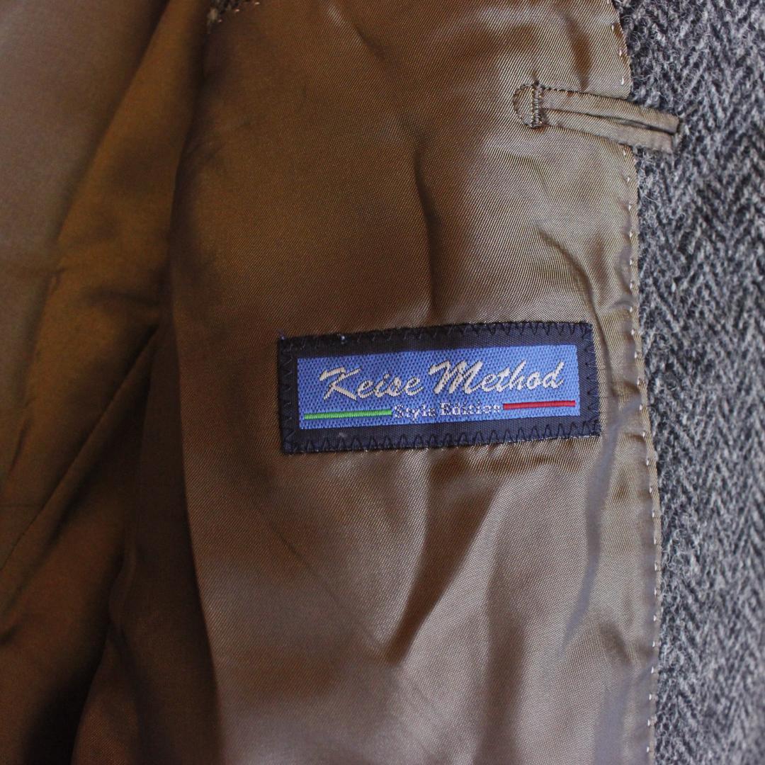 Harris Tweed ヘリンボーンテーラードジャケット グレー ウール M