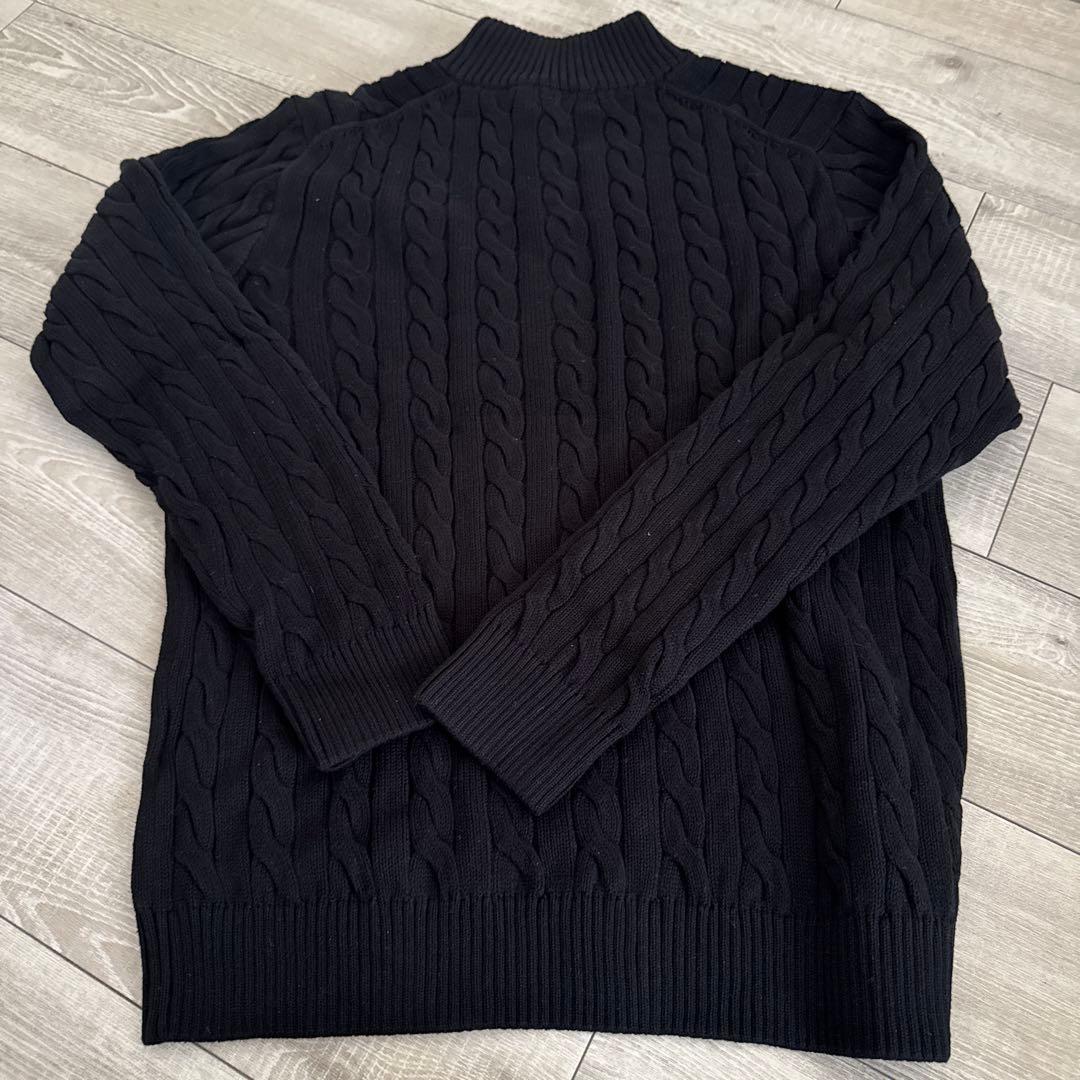 【新品】XLサイズPOLO RALPH LAURENケーブルハーフジップ 黒