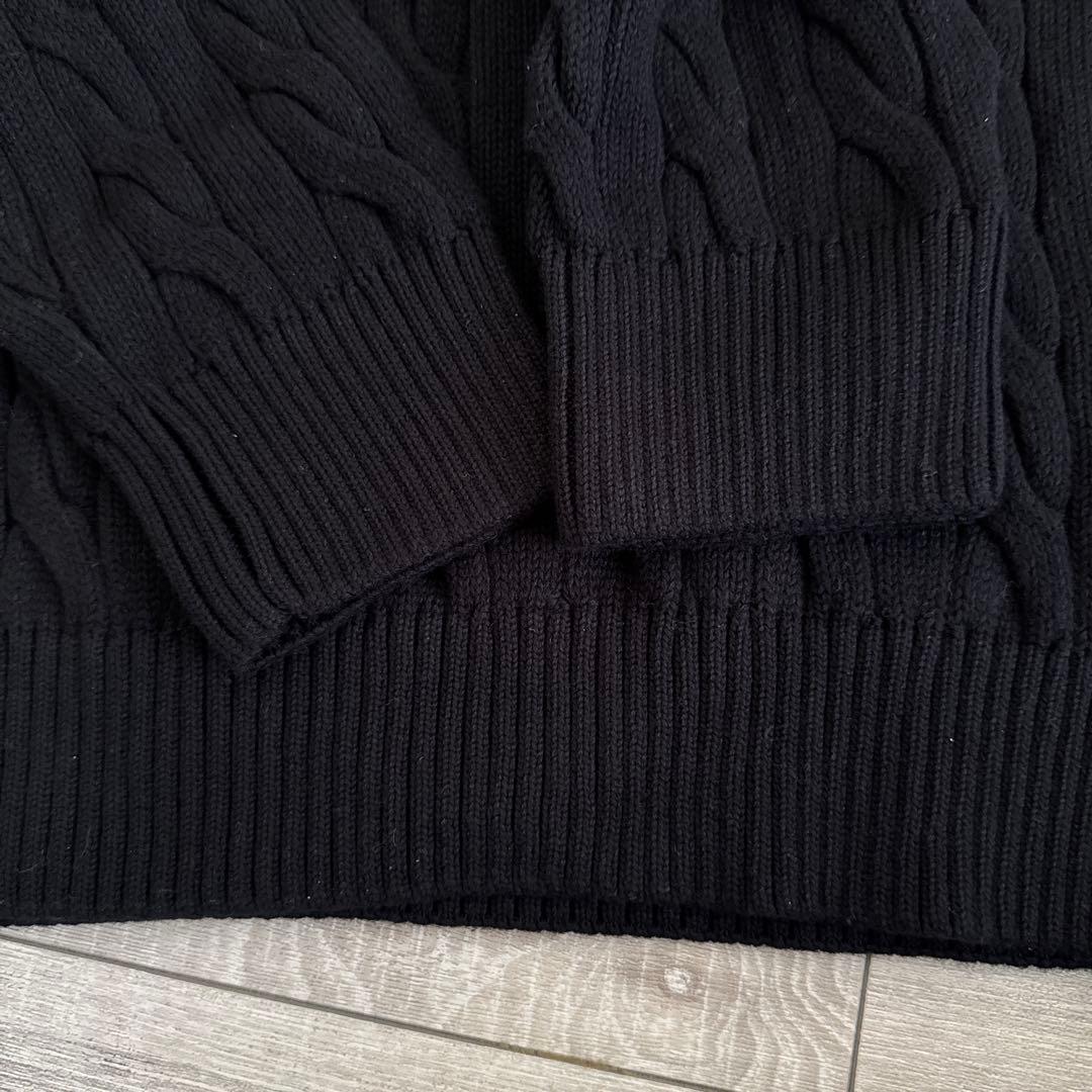 【新品】XLサイズPOLO RALPH LAURENケーブルハーフジップ 黒