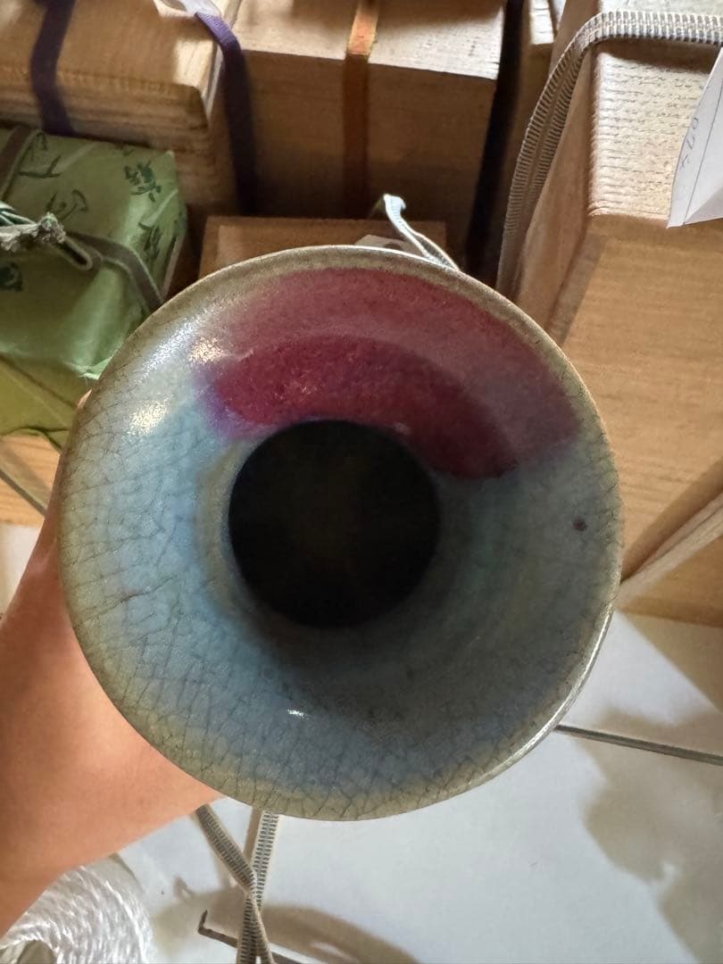 ‼️早速最後の値段‼️リサイクルFORT‼️直送唐物⑤‼️均窯青磁紅班三儀尊の花瓶‼️