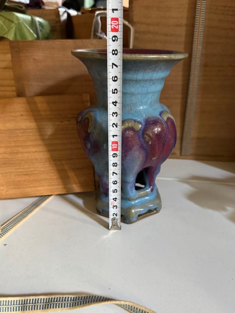 ‼️早速最後の値段‼️リサイクルFORT‼️直送唐物⑤‼️均窯青磁紅班三儀尊の花瓶‼️