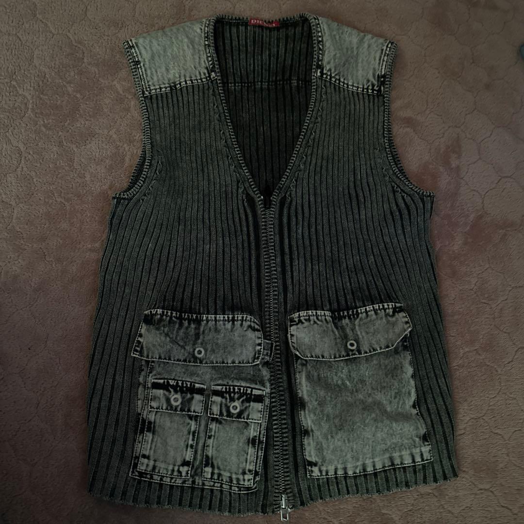 DIESEL リブジッパーベスト メンズ