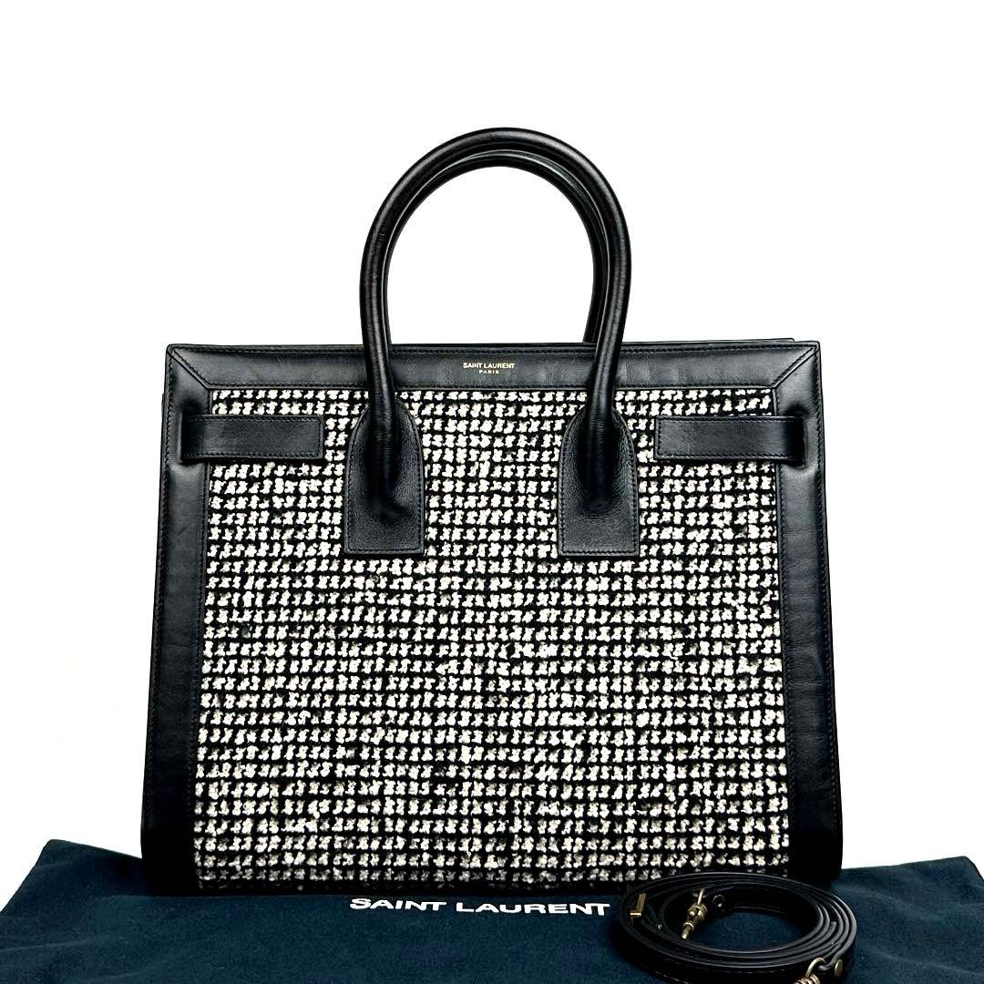 【美品】サンローラン　サックドジュール　2way　ハンドバッグ　ツイード　レザー