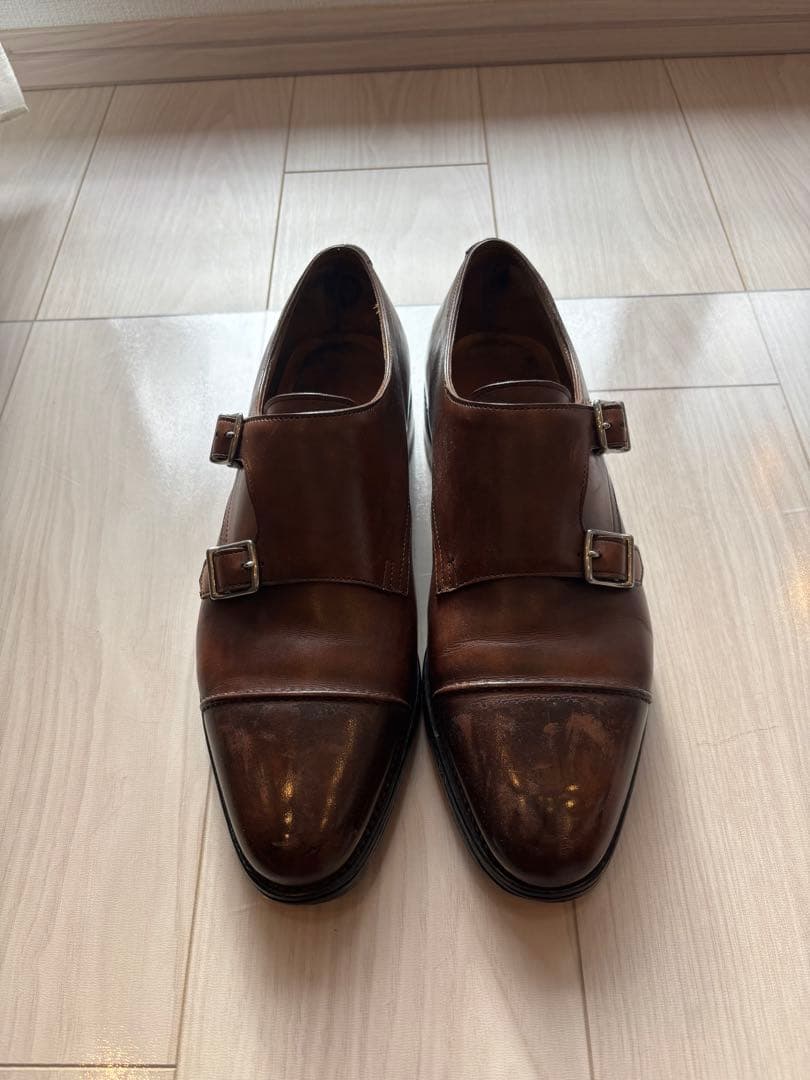 ジョンロブ　ウィリアムII　ブラウン ダブルモンクストラップ レザーシューズ