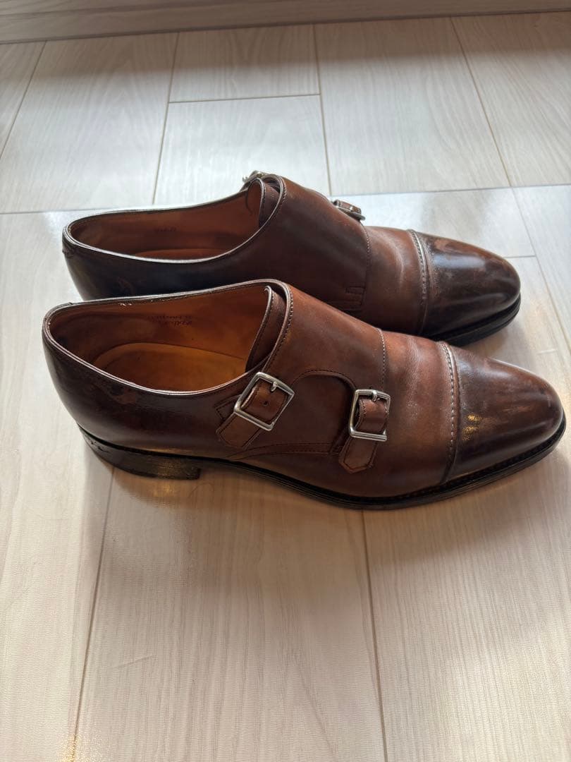 ジョンロブ　ウィリアムII　ブラウン ダブルモンクストラップ レザーシューズ