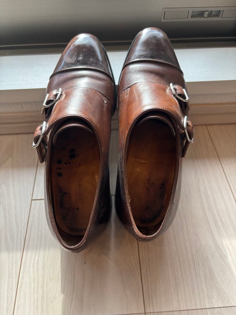 ジョンロブ　ウィリアムII　ブラウン ダブルモンクストラップ レザーシューズ