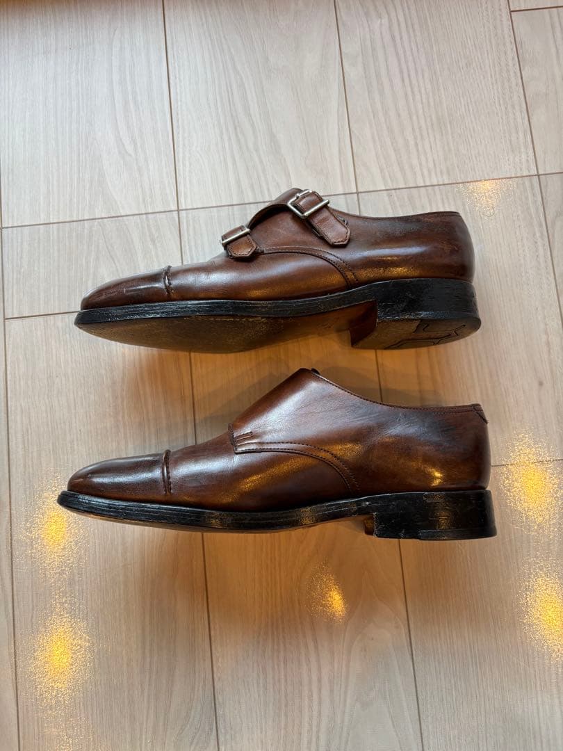 ジョンロブ　ウィリアムII　ブラウン ダブルモンクストラップ レザーシューズ