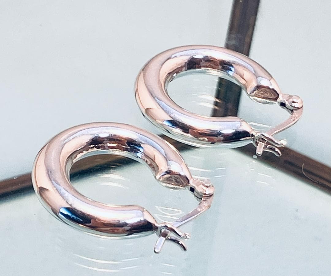 【銀製品】超重厚フープピアス 太さ５mm×外径２０mm