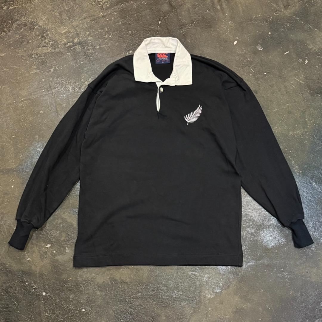 未使用保管品 CANTERBURY オールブラックス 長袖ラガーシャツ 42