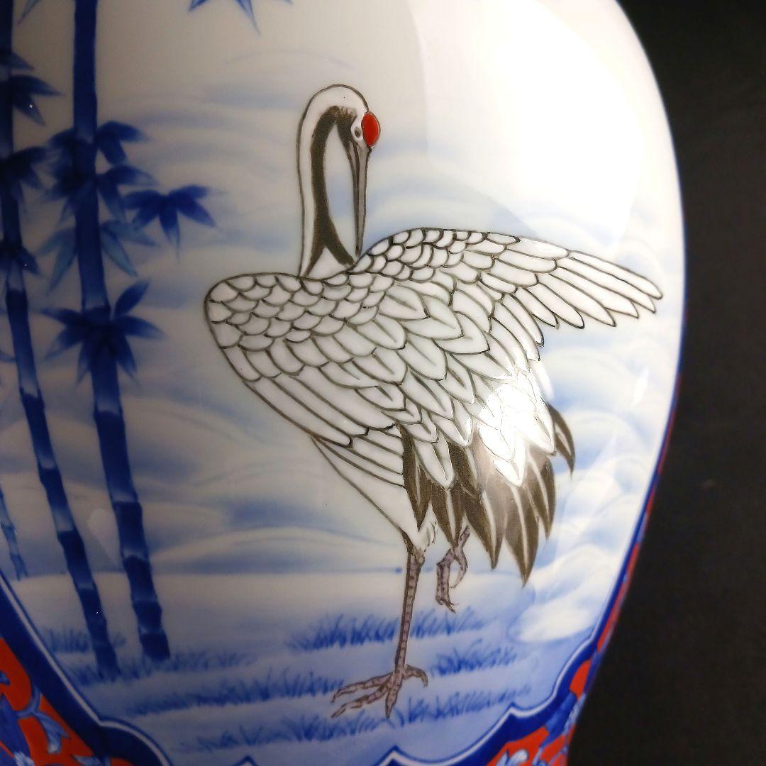 Y2293-78 深川製 金彩 花鳥図 飾壷 大型 高さ31.5㎝