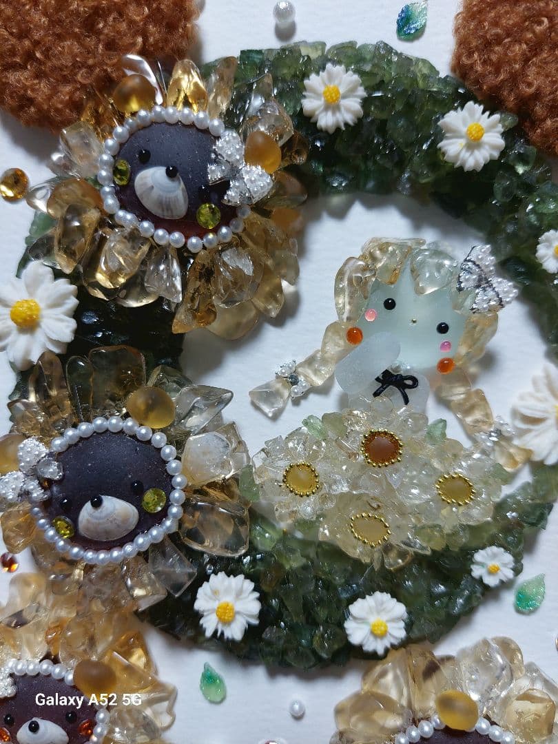 シーグラスアート くまさんひまわり♪お取り置き中です(⋆ᴗ͈ˬᴗ͈)”