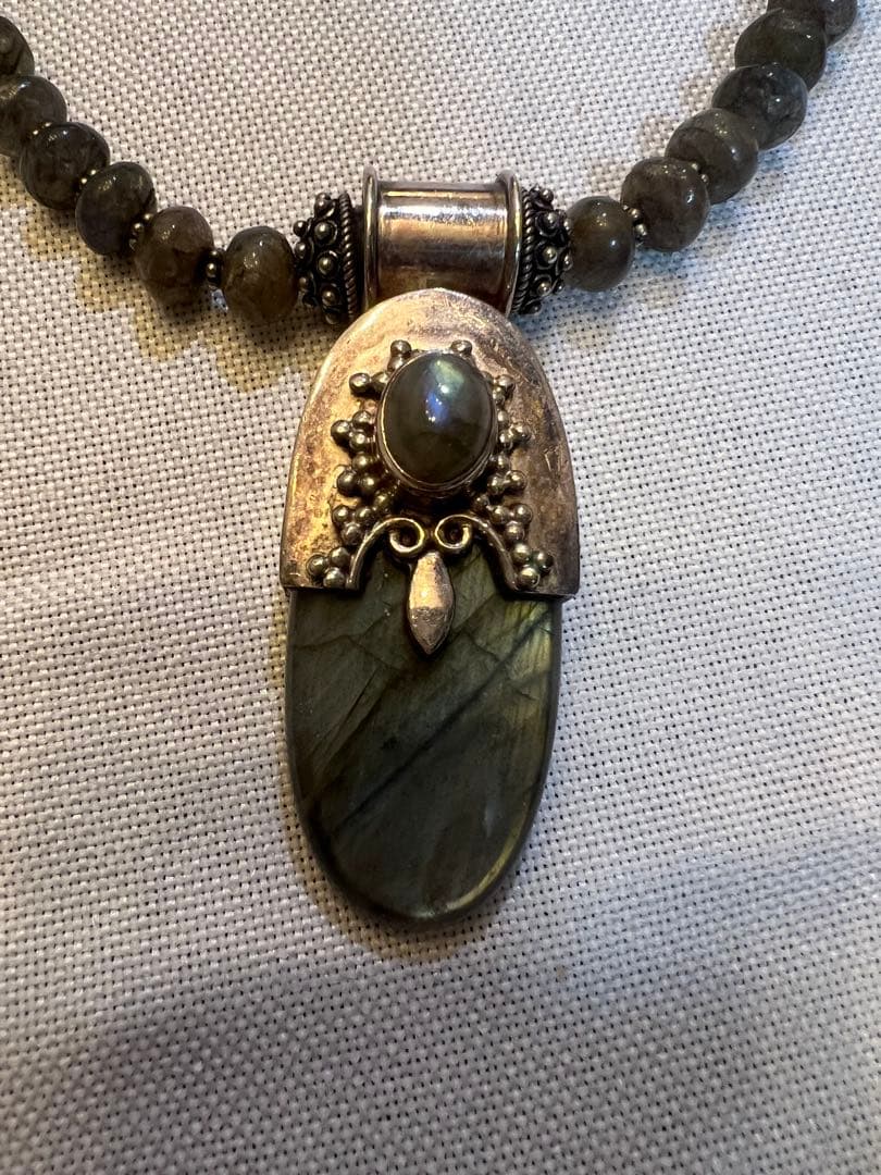 【値下げ】シルバー925 ラブラドライト？ ペンダント ネックレス