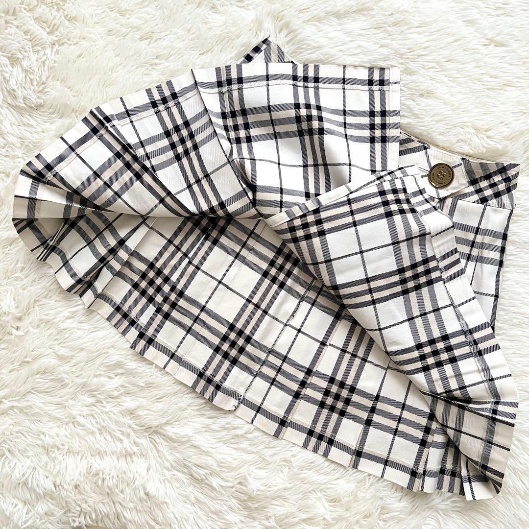 バーバリーブルーレーベル　ノバチェック　ボタン　プリーツ　ミニスカート　38