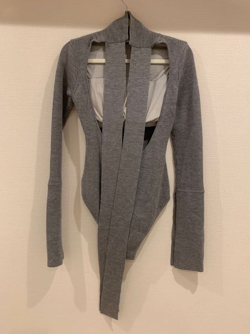 Rosarymoon BackRibbonRibLeotard グレー