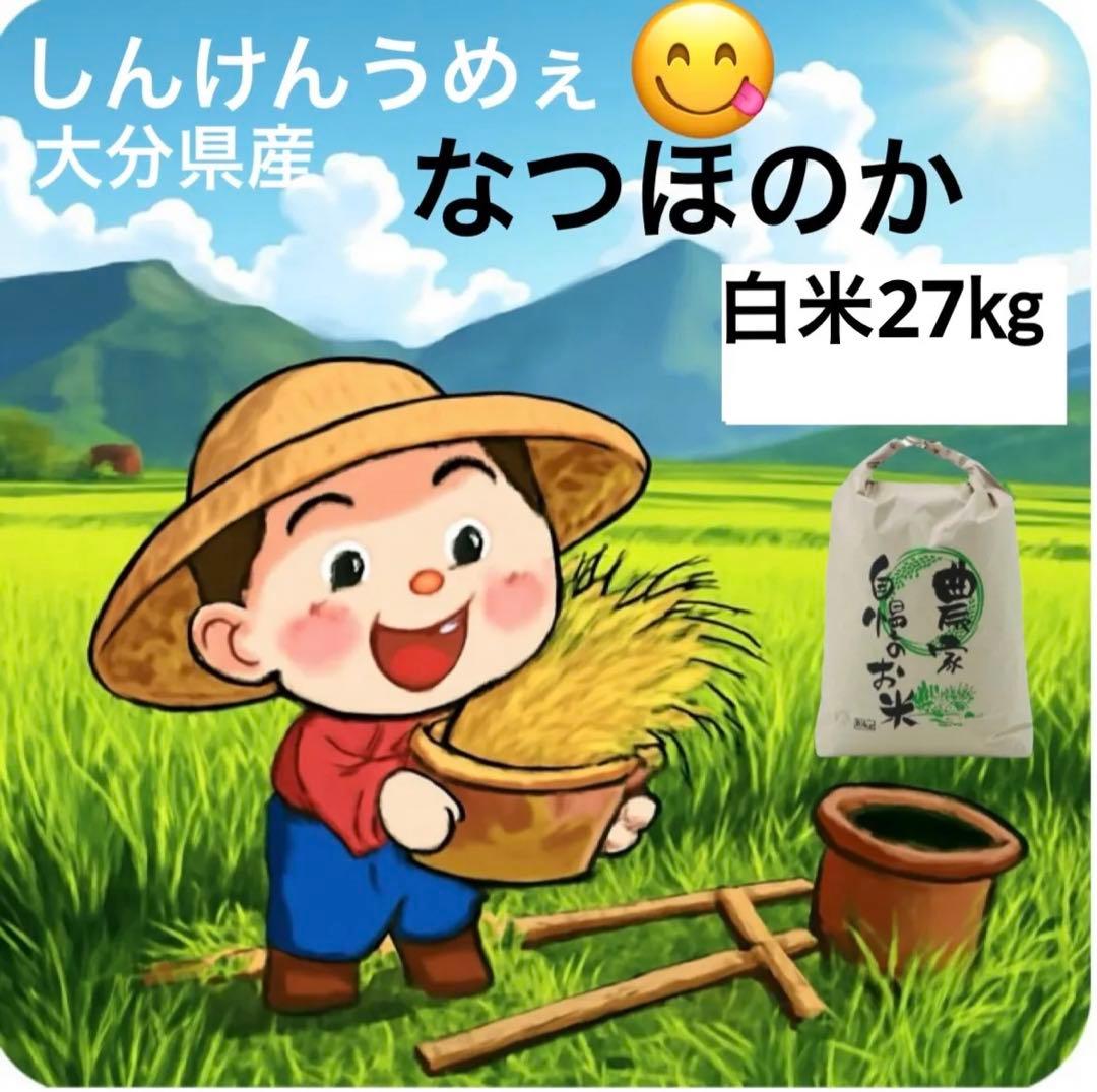 令和7年　新米大分県産なつほのか白米27㎏キロ資材重量込みお米30㎏キロ以内発送