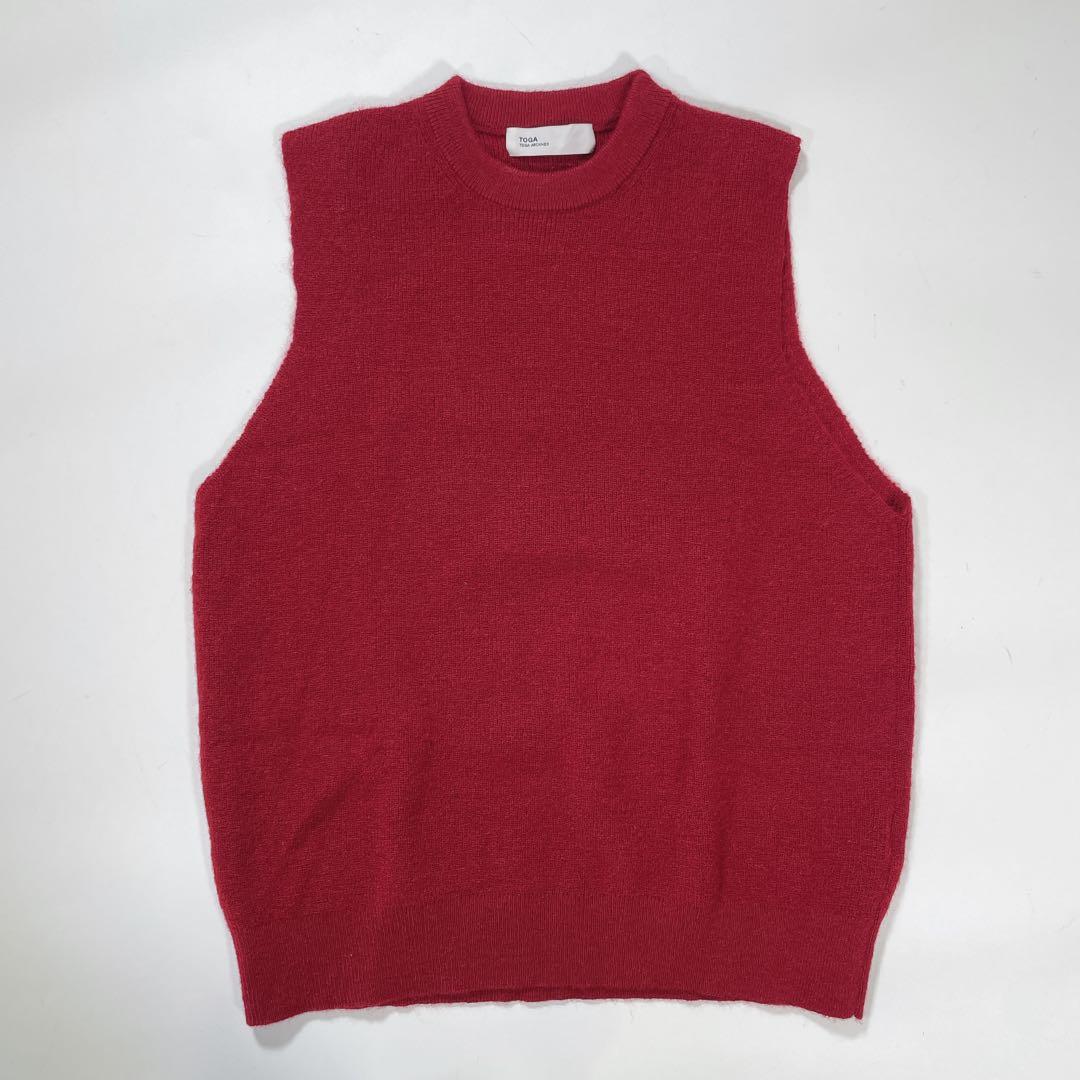 トーガアーカイブス　ニットベスト　ジャガード　カットソー　36 S 赤