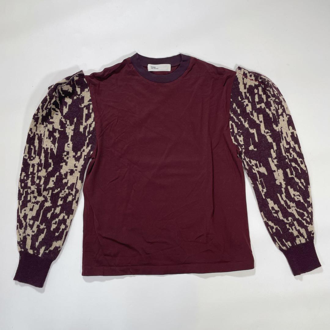 トーガアーカイブス　ニットベスト　ジャガード　カットソー　36 S 赤