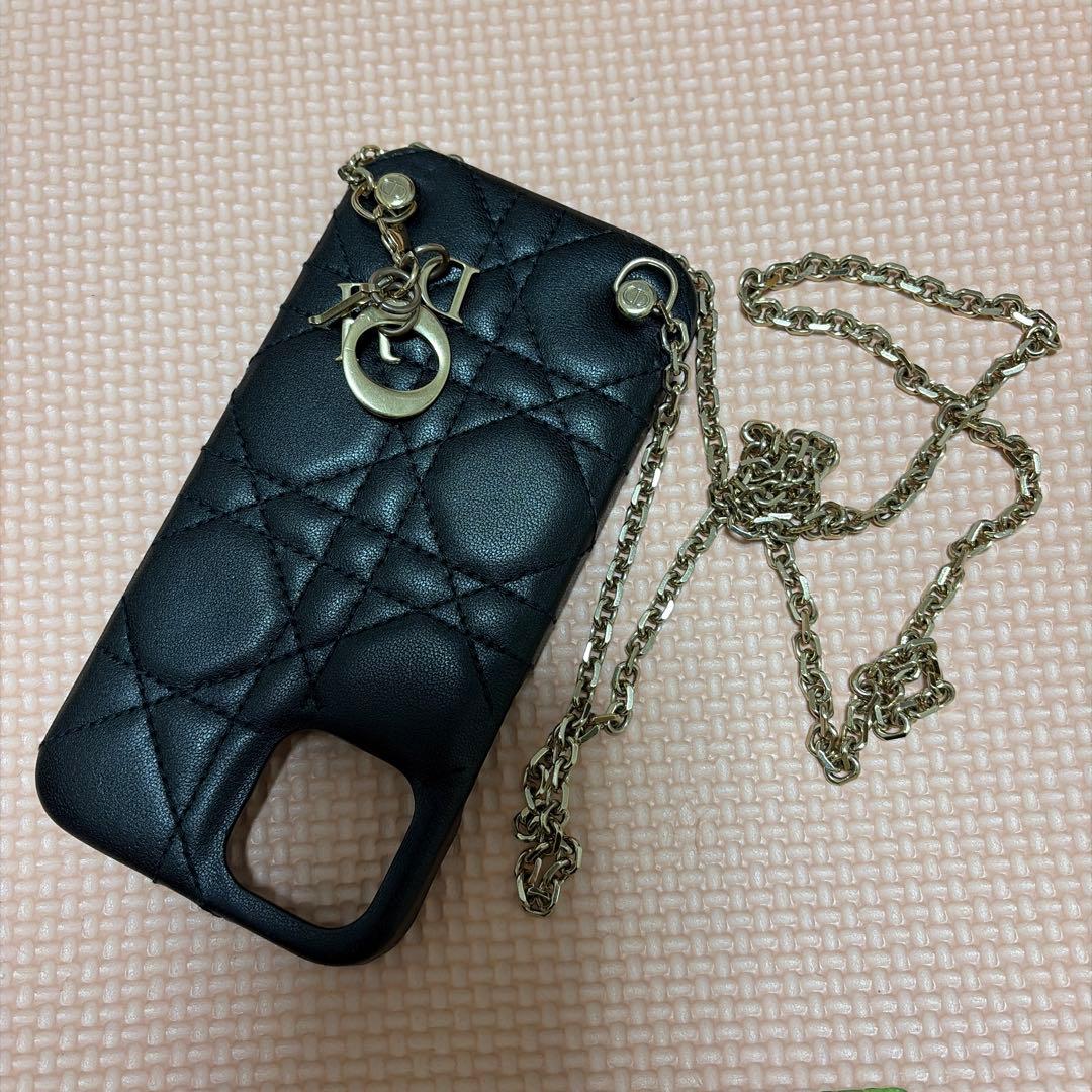 クリスチャンディオール Dior キルティング iPhoneケース ブラック
