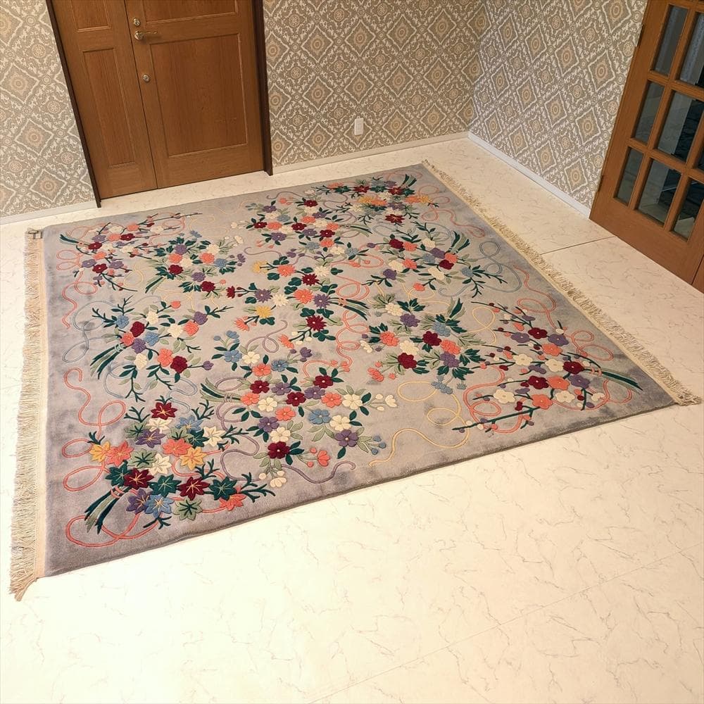 川島織物　天津手織緞通　手織り　265×265　段通　絨毯　カーペット　中国