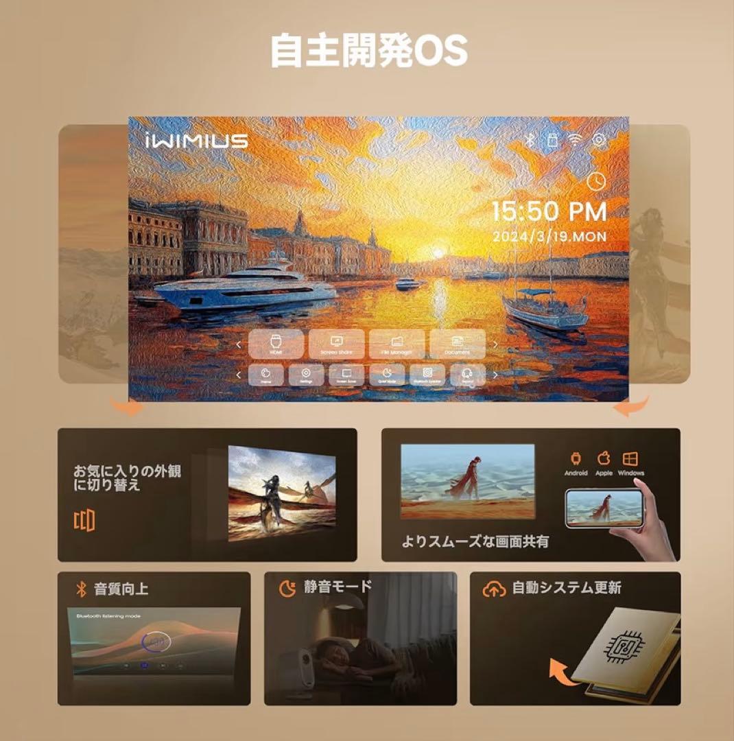 【定価41,000円】AI自動調整 高性能プロジェクター_ iWiMiUSK11