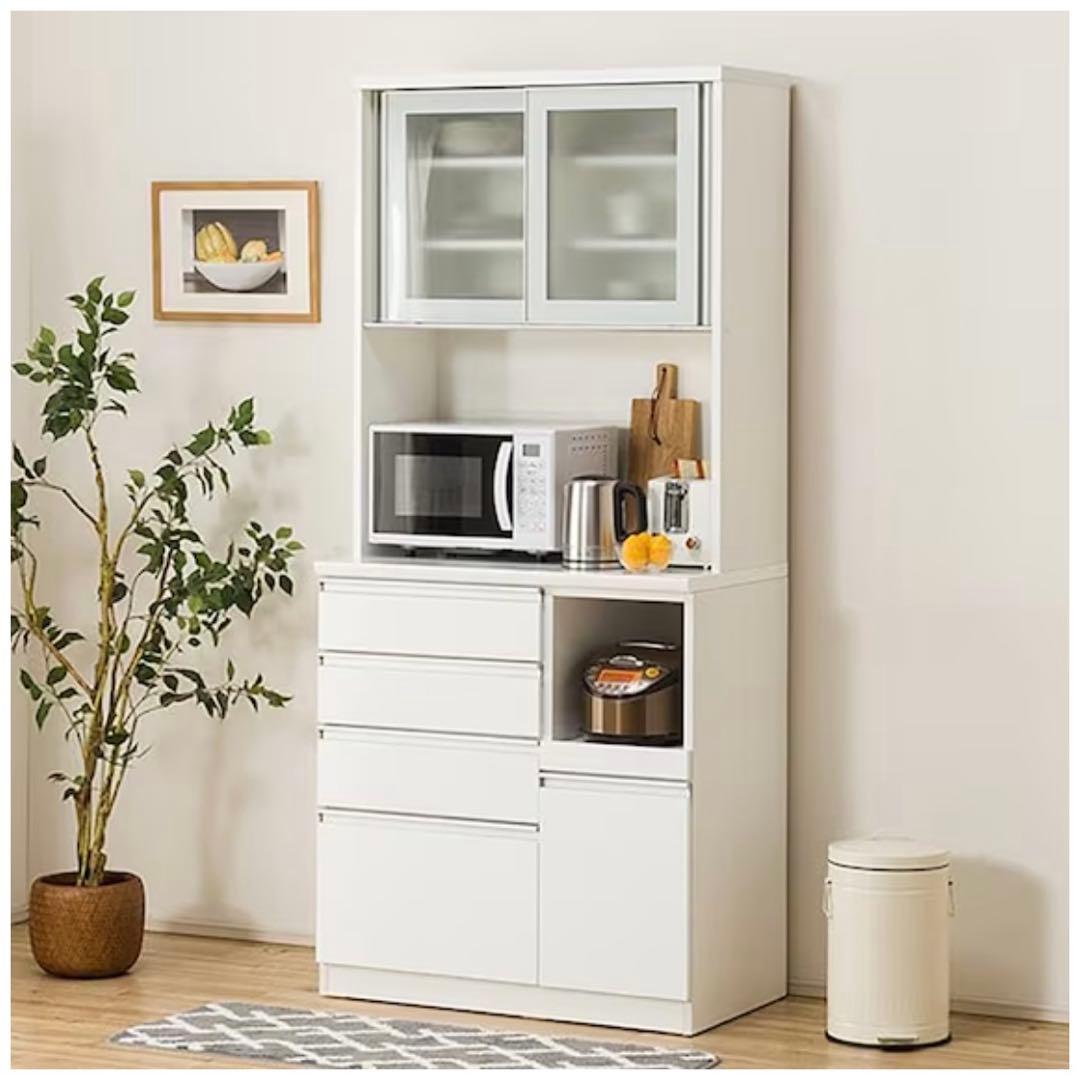 ニトリ キッチンボード ホワイト 幅90cm【たのめる便】