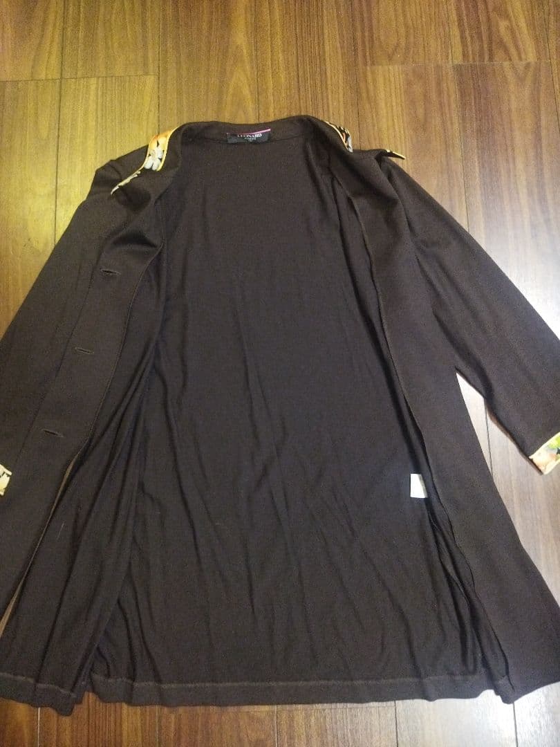 美品♪レオナール LEONARD ウール シルク ロング カーディガン L