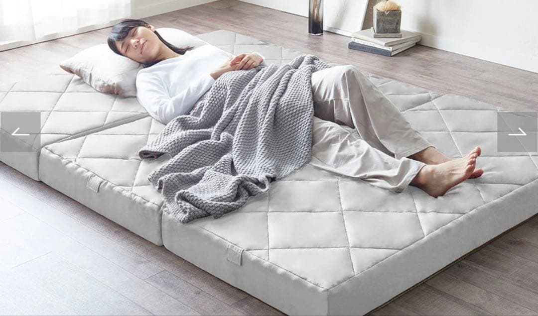 【美品】RASIK ダブルマットレス　三つ折り　12cm厚　グレー