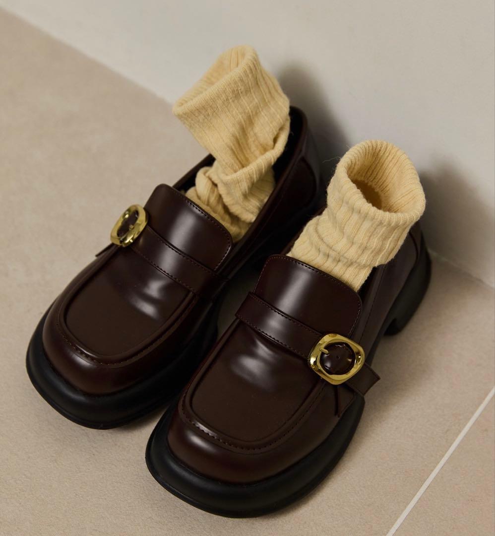 OLUN ニュアンスバックルローファー/ブラウン/Mサイズ