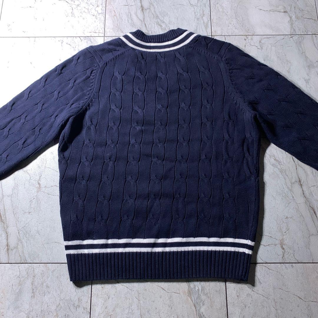 ALAN PAINE コットン ケーブル チルデンニット クリケットセーター 紺