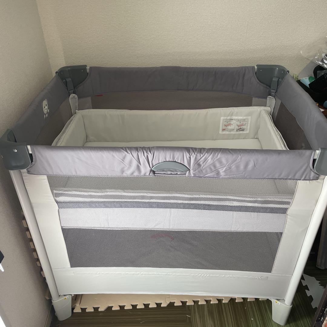 【美品】アップリカ ココネルエアー グレーベアー AB ベビーベッド