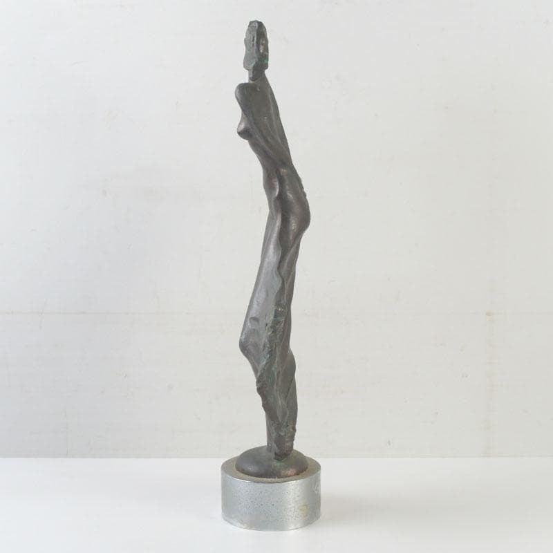 彫刻家　翁観二作　ブロンズ像　裸婦像　女性像　重さ約3kg　C　9790A