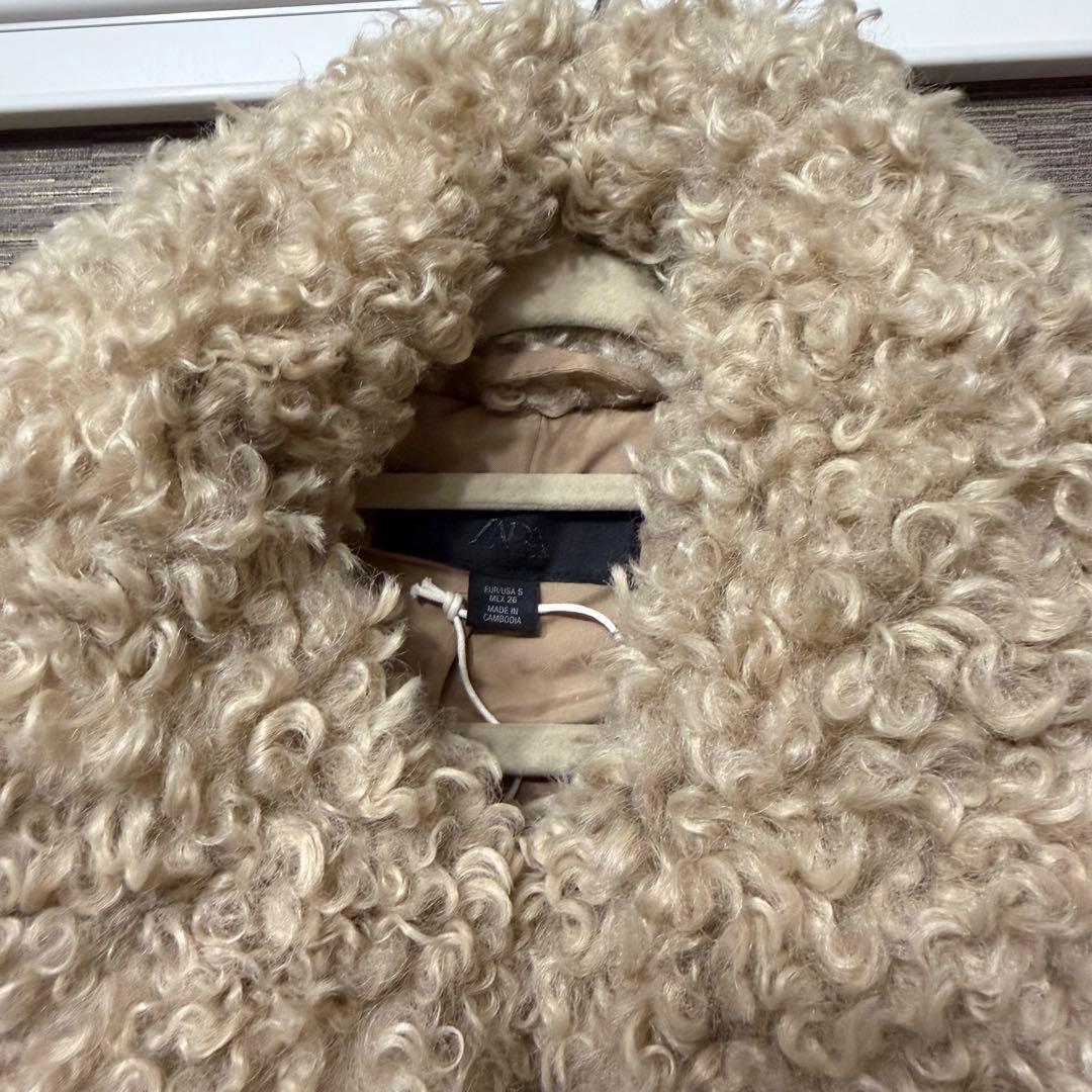 ZARA トグルボタン フェイクファー ボアジャケット S