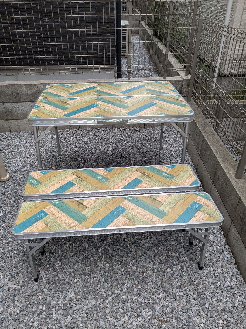 フィールドア アウトドアテーブル 折りたたみ ベンチ 2脚 セット 中古