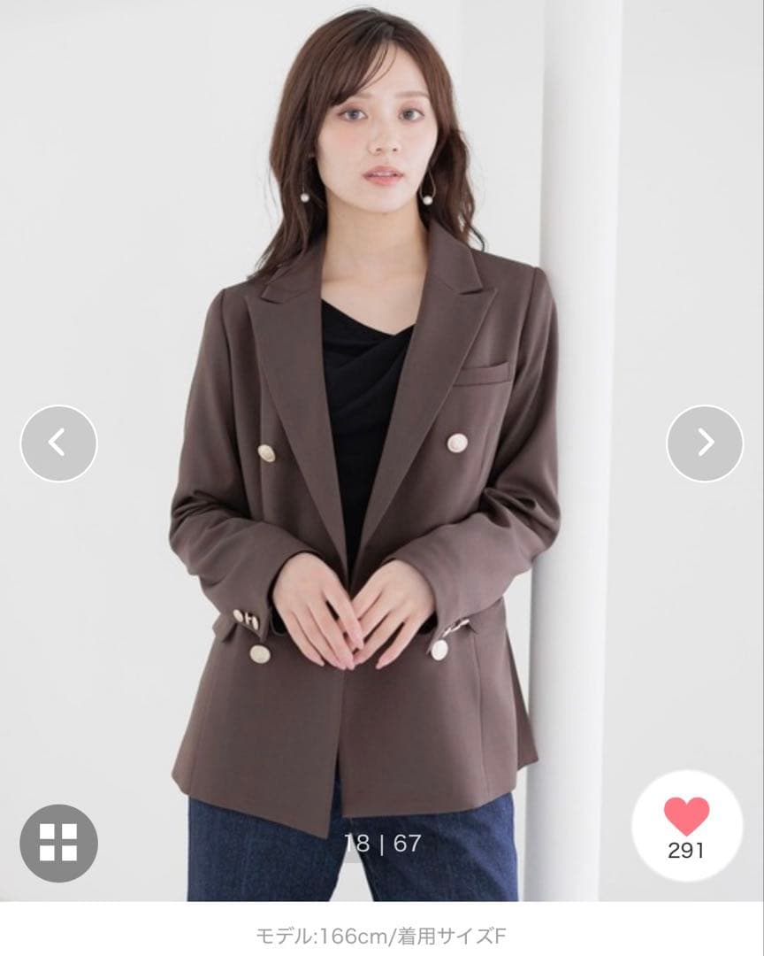 秋新作Andemiu定評のキンボタンジャケット 新色ダークブラウン