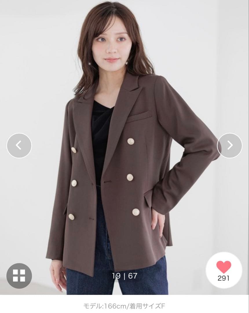 秋新作Andemiu定評のキンボタンジャケット 新色ダークブラウン