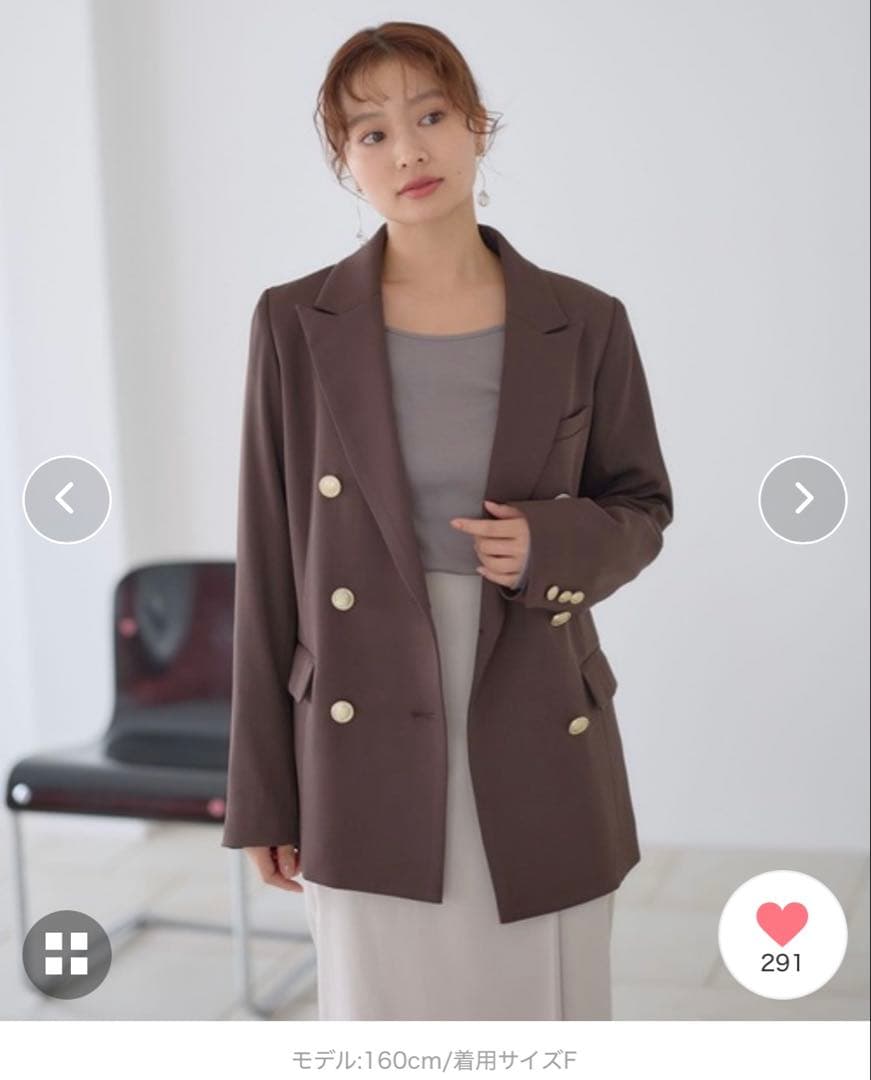 秋新作Andemiu定評のキンボタンジャケット 新色ダークブラウン