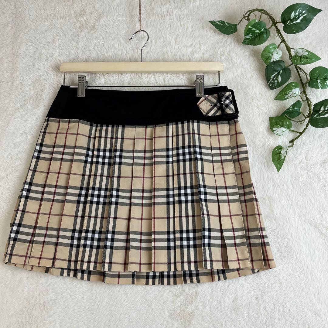 OK様　【美品】バーバリーブルーレーベル ノバチェック プリーツ ラップスカート